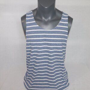 Frank & Oak Mens XL Blue White Striped Casual Slim Fit Tank Top 100% Cotton